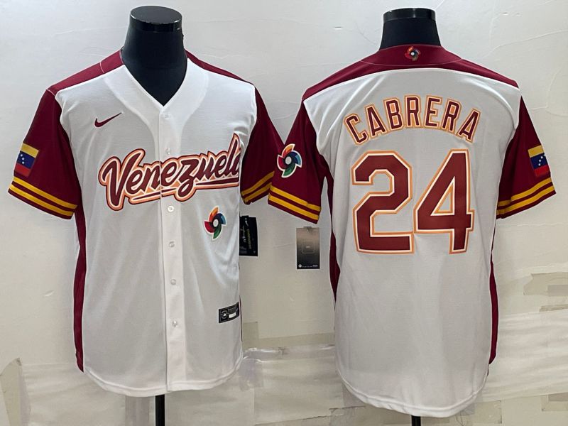 Men 2023 World Cub Venezuela #24 Cabrera White Nike MLB Jersey9->more jerseys->MLB Jersey